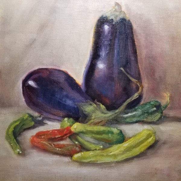 Garden Fresh -  Eggplant and Peppers by Donna Pate