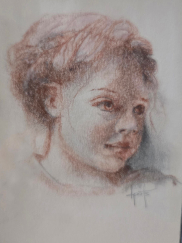 Sepia sketch of a Young Girl by Donna Pate