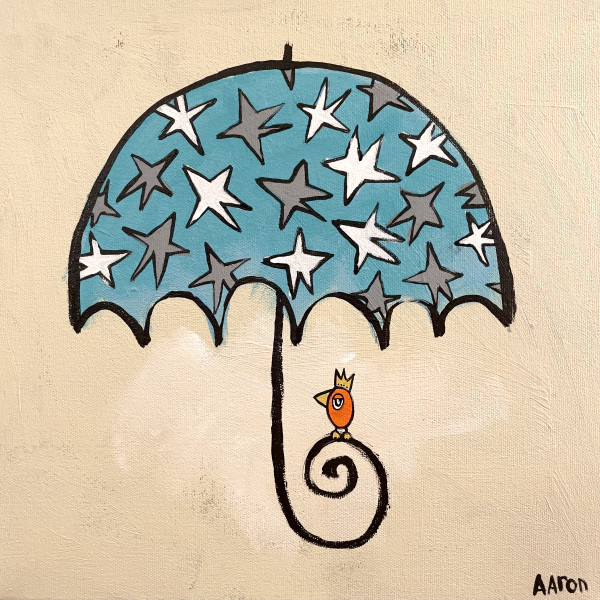 Starry Blue Umbrella and The King by Aaron Grayum