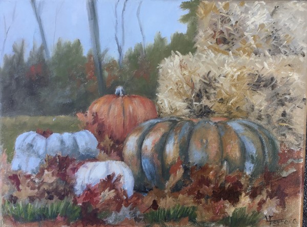 Pumpkins and Straw bales by Lina Ferrara