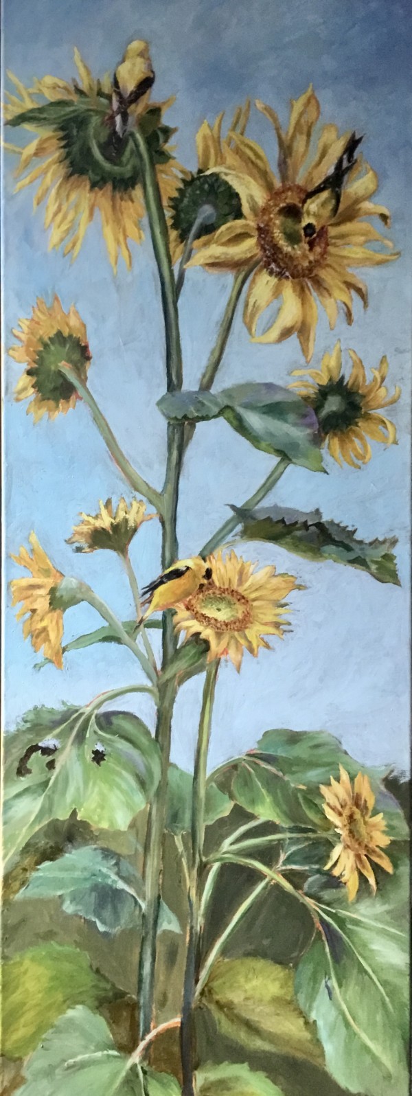 Sunflowers and Goldfinches by Lina Ferrara