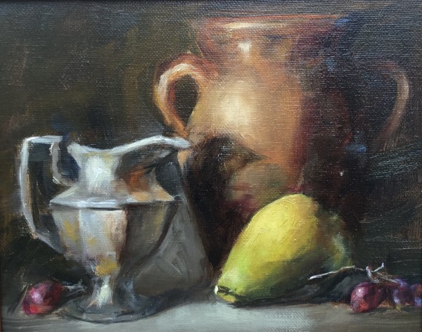 Green Pear and Pewter by Lina Ferrara