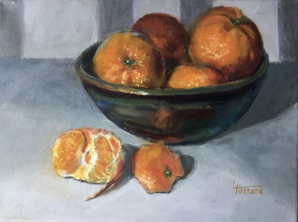 Oranges in a Pottery Bowl by Lina Ferrara