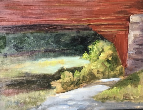 Red Bridge Stillness by Lina Ferrara