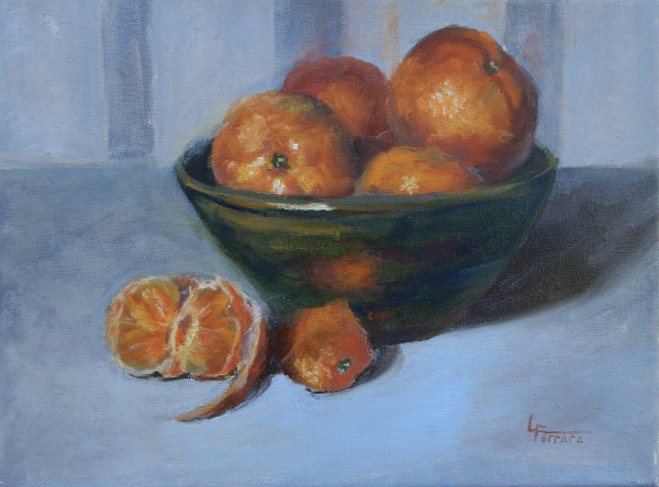 Oranges and Pottery Bowl 2 by Lina Ferrara