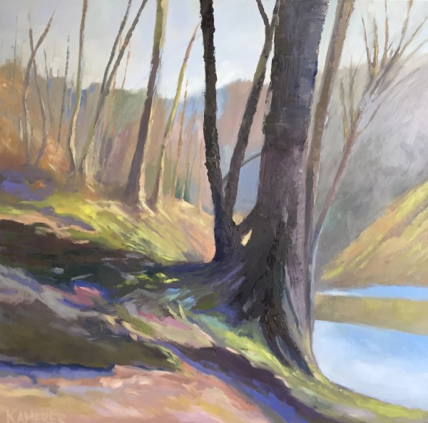 Woodland Color Along the Bank by Mary Kamerer Impressionist Painting