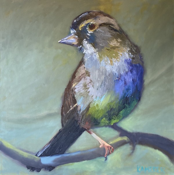 Rainbow Sparrow by Mary Kamerer Impressionist Painting