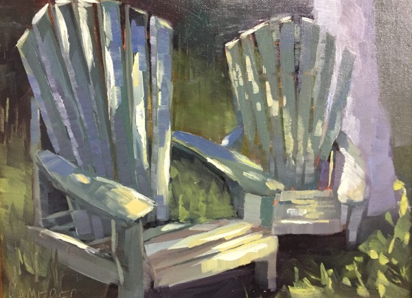 Adirondack Chairs in the Shade by Mary Kamerer Impressionist Painting