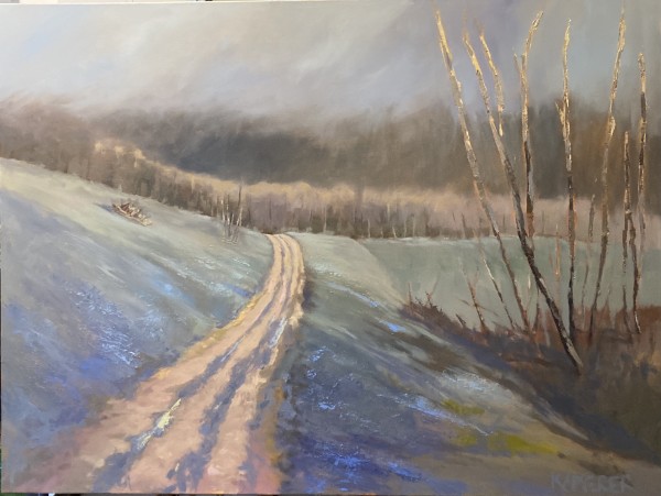 Through Hillsides of Lobelia by Mary Kamerer Impressionist Painting