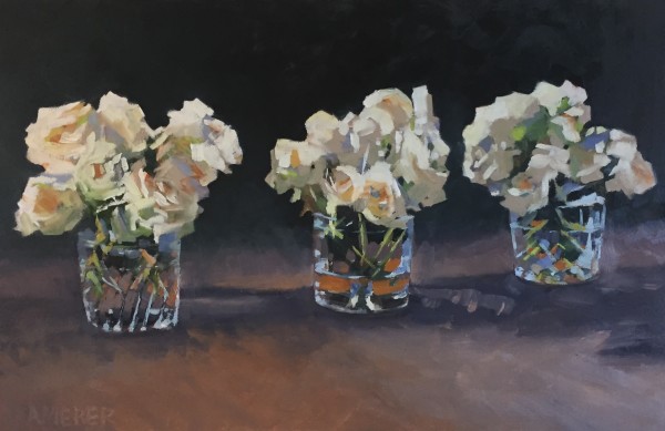 Three Small Bouquets by Mary Kamerer Impressionist Painting