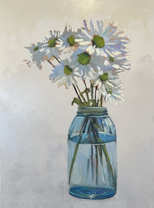 White Daisies from the Coffee Shop by Mary Kamerer Impressionist Painting