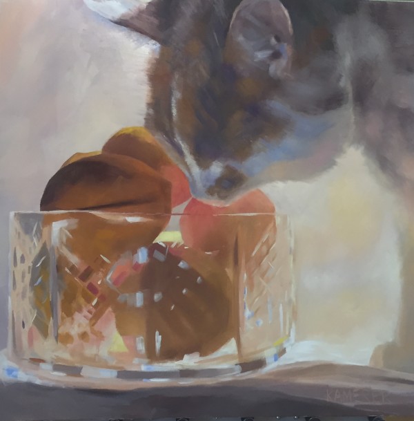 Cat-Ching a Whiff by Mary Kamerer Impressionist Painting