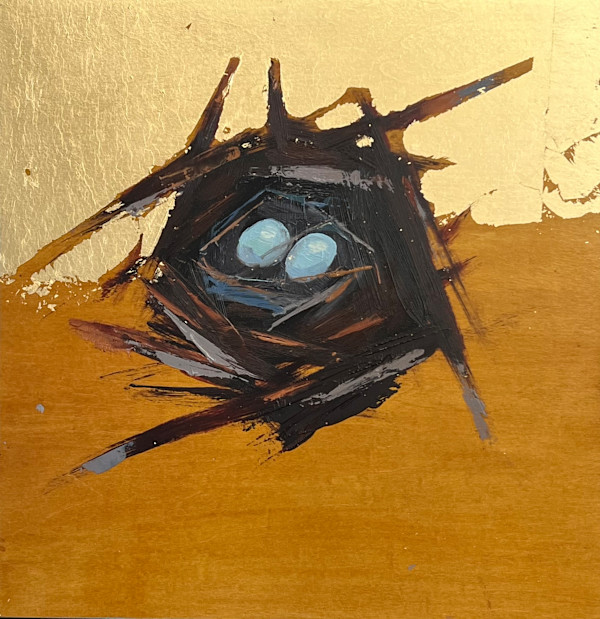 Gilded Refuge. Two Eggs by Mary Kamerer Impressionist Painting