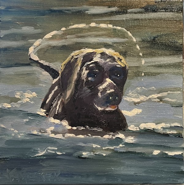 Black Lab by Mary Kamerer Impressionist Painting