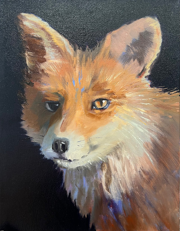 Fox Portrait:  She Knows the Woods by Mary Kamerer Impressionist Painting