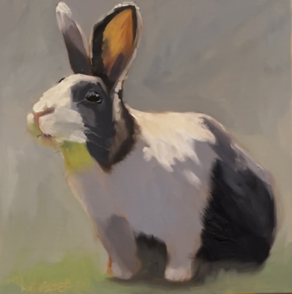 Black and White Rabbit 4 by Mary Kamerer Impressionist Painting