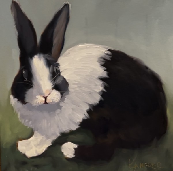 Black and White Rabbit 5 by Mary Kamerer Impressionist Painting