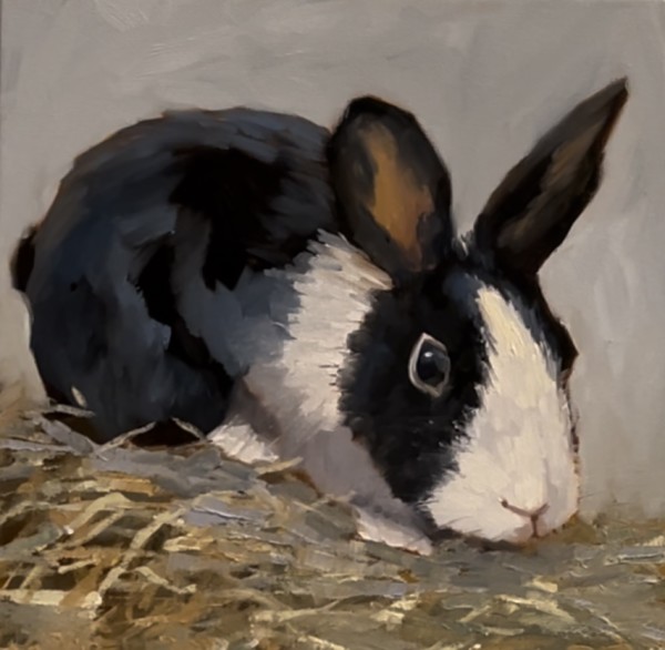Black and White Rabbit 1 by Mary Kamerer Impressionist Painting