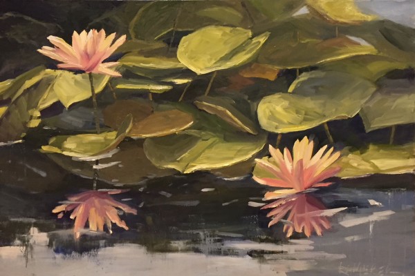 Water Lilies in Reflection by Mary Kamerer Impressionist Painting