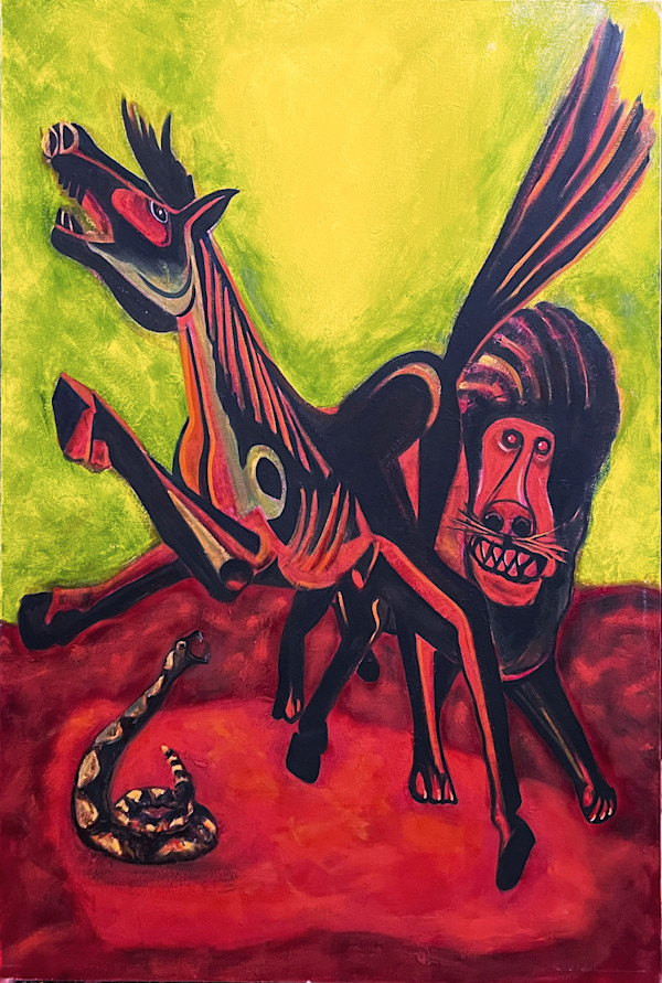 Tribute in Red: Horse and Lion by John McCaskill