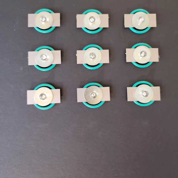 Turquoise O-Rings with Blades by Jude Barton