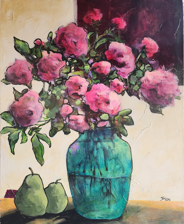 Peonies and Pears by Sue Dion