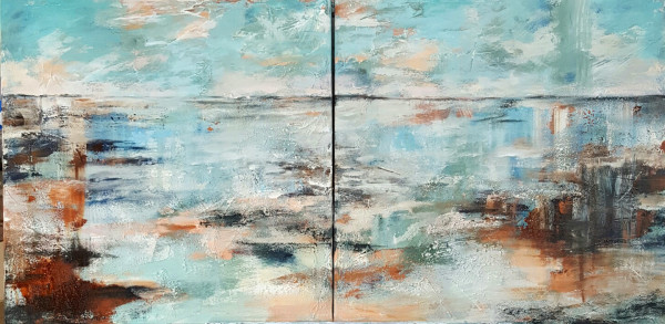 Abstracted Seascape Diptych by Sue Dion
