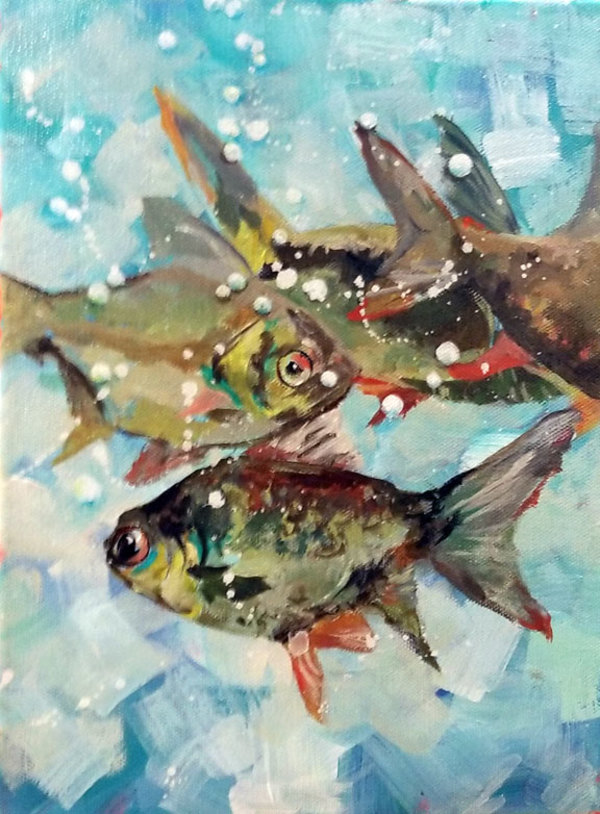 Fish and Bubbles by Sue Dion