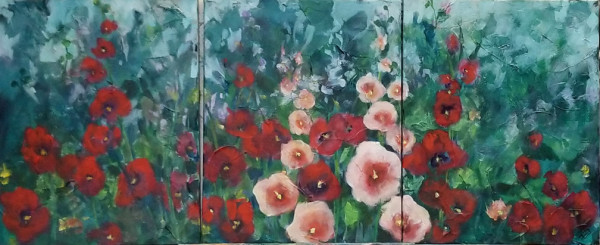 Hollyhocks by Sue Dion