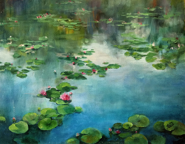 Lily Pond Reflections by Sue Dion