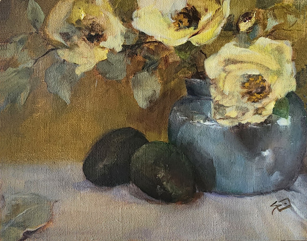 Poppies with Avocado by Sue Dion