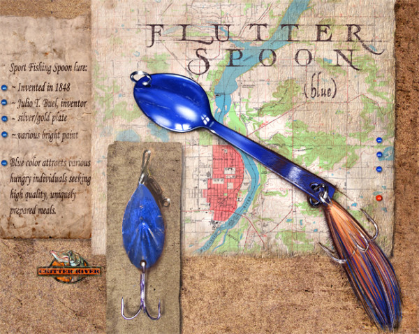 Flutter Spoon (Blue) (Unframed print with real lure) by Rick  Nass