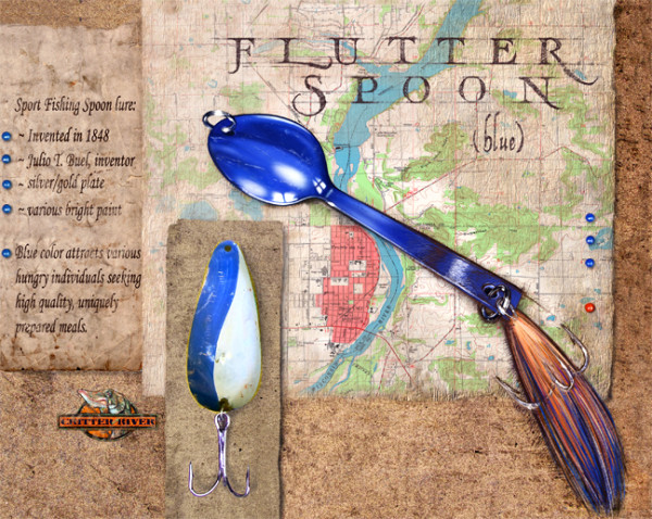 Flutter Spoon (Blue) (Unframed print with real lure) by Rick  Nass