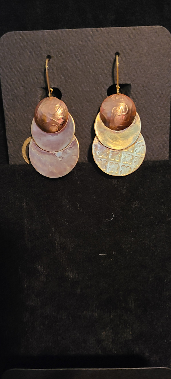 Decending Brass Disk Earrings by Susan Baez