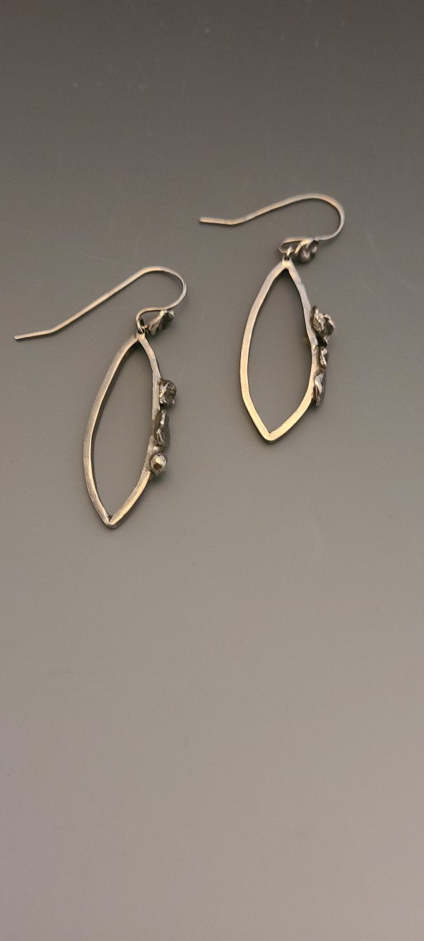 Tear Drop Formed Earrings with Water Cast Accents by Susan Baez
