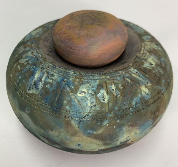 Copper Matte Pot with 'Stone' Lid by Joe Clark