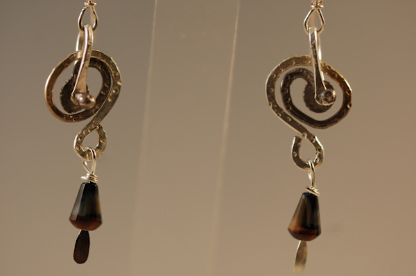 Spiral Textured SS with Antique glass bead drops by Susan Baez
