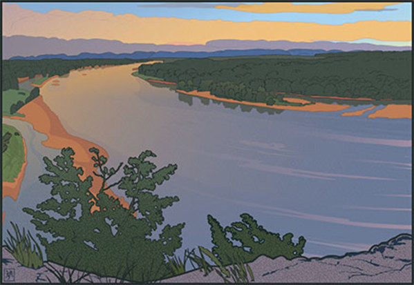 Ferry Bluff Up River (Unframed print) (2) by John Miller