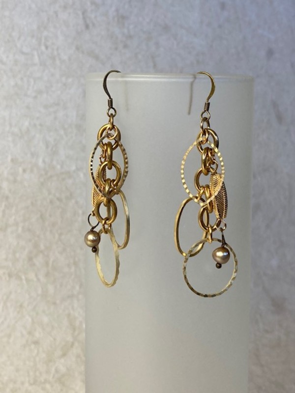 Goldtone Hoop & Pearl Earrings by Luann Roberts Smith