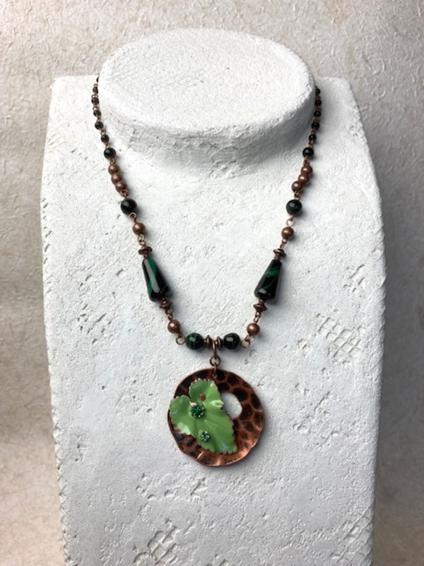Green Leaf Copper Necklace by Luann Roberts Smith