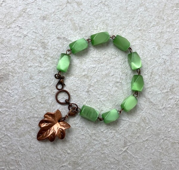 Green MoonGlo Bead Bracelet by Luann Roberts Smith
