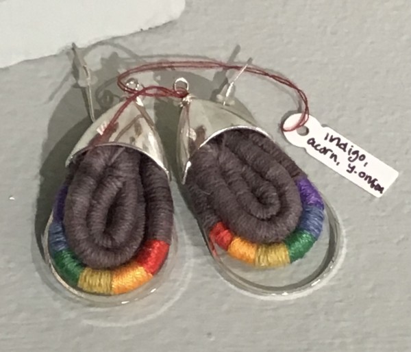 Acorn, Indigo, and Yellow Onion Dyed Earrings by Jennifer Triolo