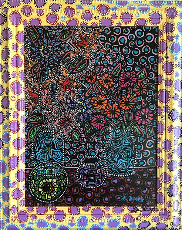 Still Life Zennias and Lillies II by Lon Michels