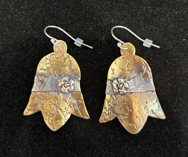 Brass/Sterling Earrings by Judi Werner