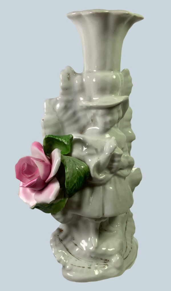 Pink Rose Candlestick by Mary Dickey