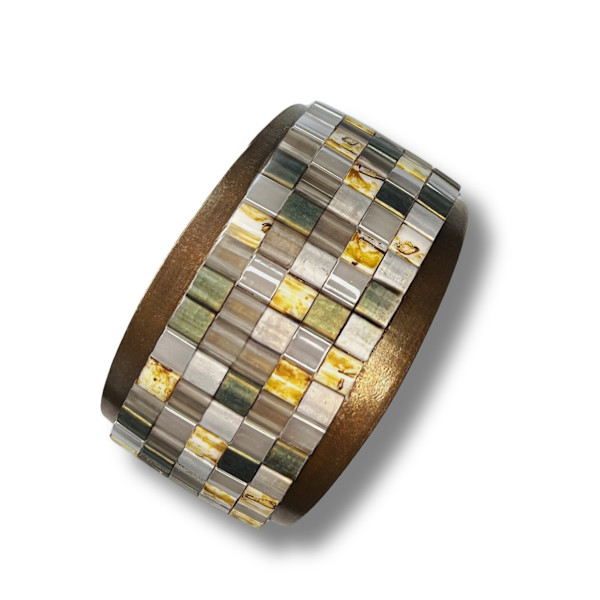 Beaded Brass Cuff - Sunlit Tiles by Diana Ferguson
