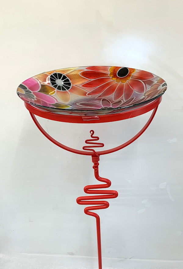 Lightning Bolt Bird Bath - Red (base not included) by Nana Schowalter