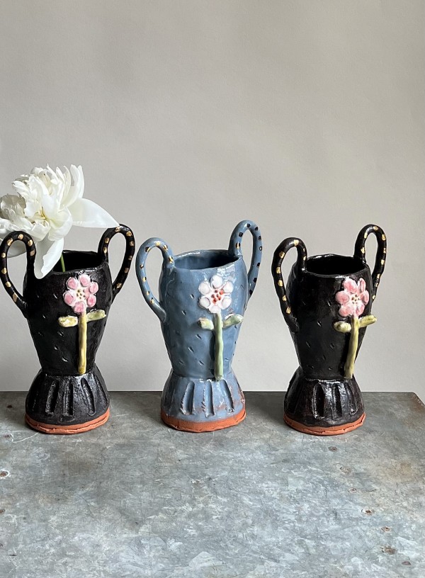 Handbuilt Vase with Applied Flower by Alyssa Martz