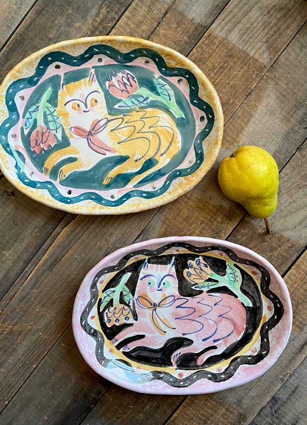 Oval Cat Plate by Alyssa Martz