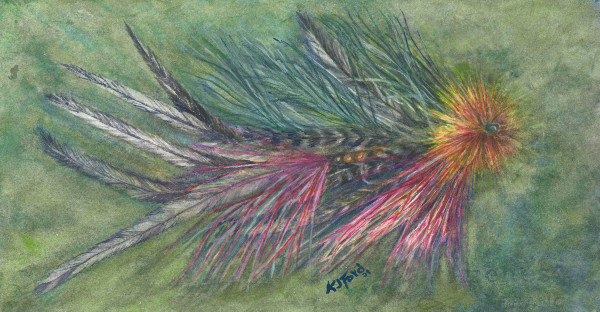 The Pause Watercolor Musky Fly Painting by Katherine J Ford